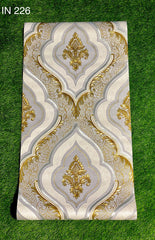 Golden Wallpaper With White And Gray  Floral Design  Not Self Adhesive 53 Cm X 1000 Cm for PVC Vinyl Coated for Wall Bedroom Living Room Latest Stylish for Home Decoration ( 57 Sqft Roll) (IN-226)
