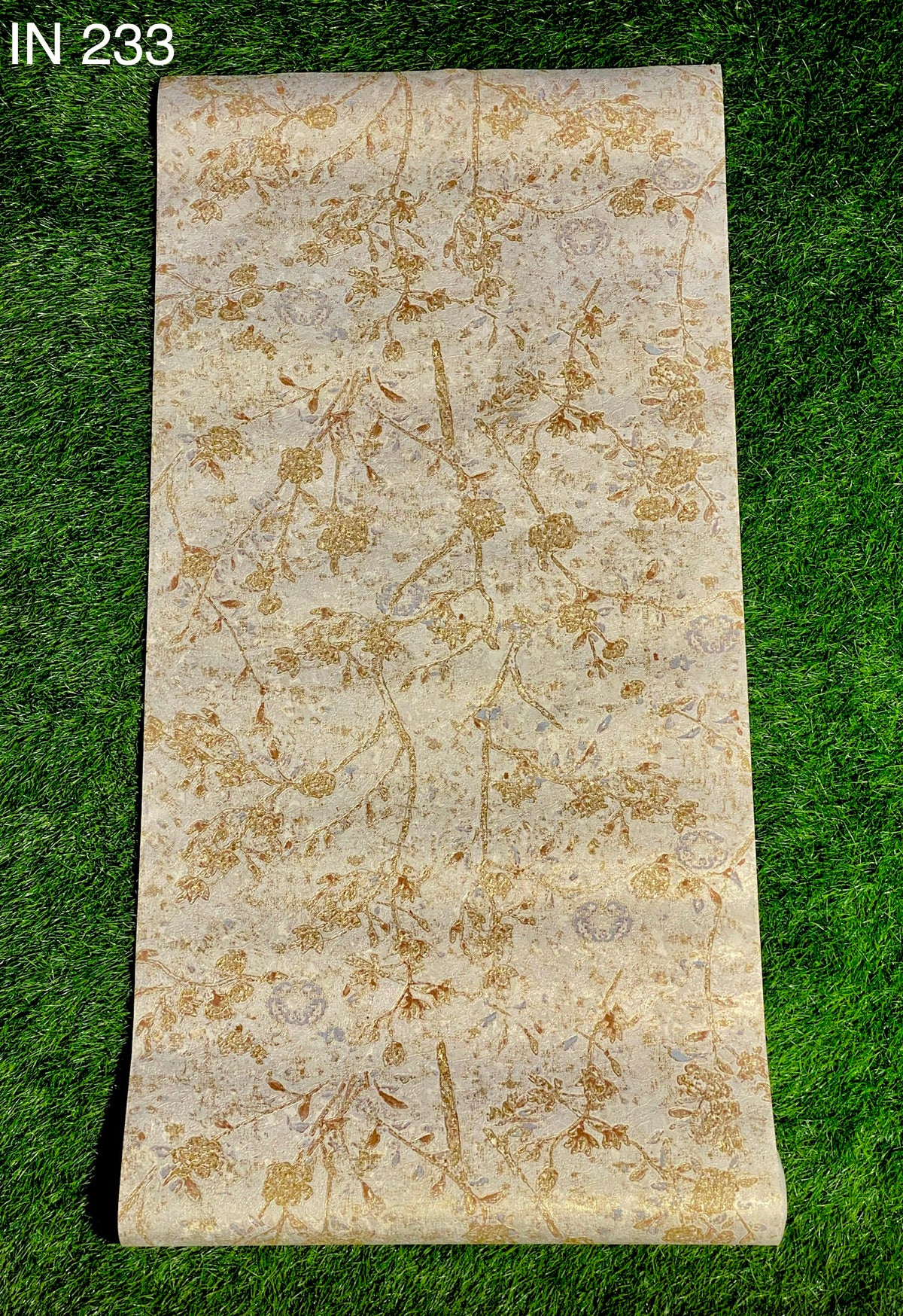 Cream And Golden Floral  Design  Not Self Adhesive 53 Cm X 1000 Cm for PVC Vinyl Coated for Wall Bedroom Living Room Latest Stylish for Home Decoration ( 57 Sqft Roll) (IN-233)