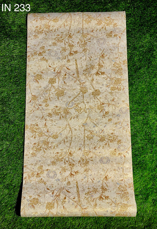 Cream And Golden Floral  Design  Not Self Adhesive 53 Cm X 1000 Cm for PVC Vinyl Coated for Wall Bedroom Living Room Latest Stylish for Home Decoration ( 57 Sqft Roll) (IN-233)