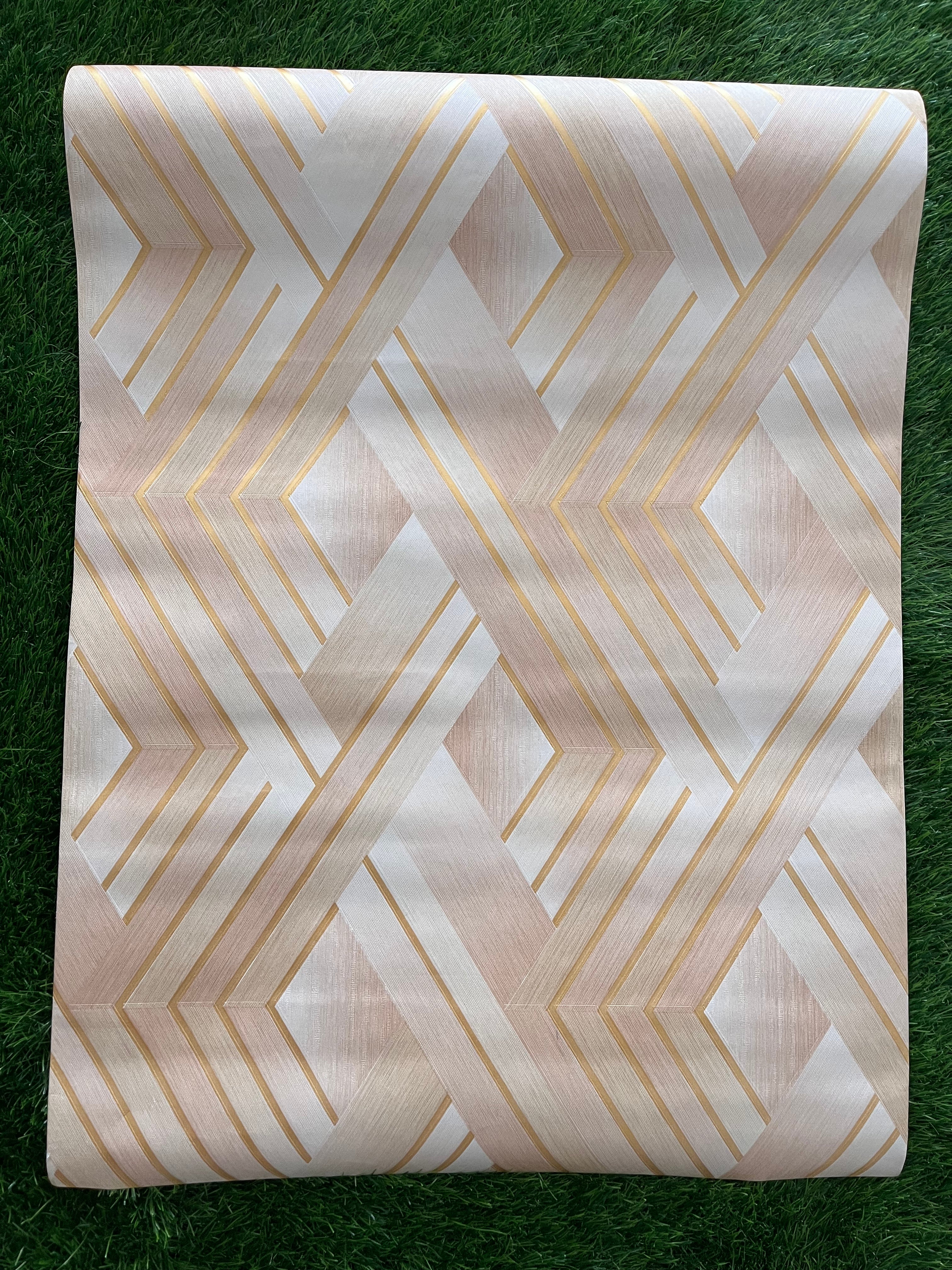 White Tile Design with Golden  Pattern Design  Not Self Adhesive 53 Cm X 1000 Cm for PVC Vinyl Coated for Wall Bedroom Living Room Latest Stylish for Home Decoration ( 57 Sqft Roll) (IN-05)