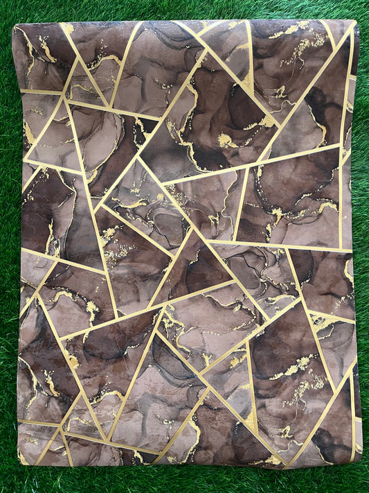 Brown Marble  Design with Golden Pattern Design  Not Self Adhesive 53 Cm X 1000 Cm for PVC Vinyl Coated for Wall Bedroom Living Room Latest Stylish for Home Decoration ( 57 Sqft Roll) (IN-06)