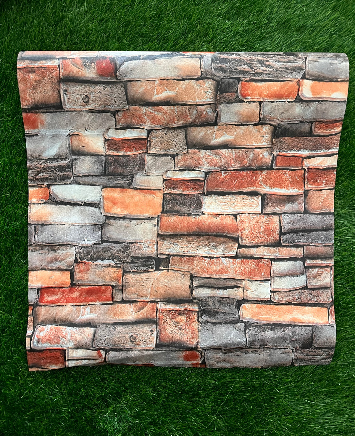 Red & Black Bricks  Pattern Design Not Self Adhesive 53 Cm X 1000 Cm for PVC Vinyl Coated for Wall Bedroom Living Room Latest Stylish for Home Decoration ( 57 Sqft Roll) (IN-18)