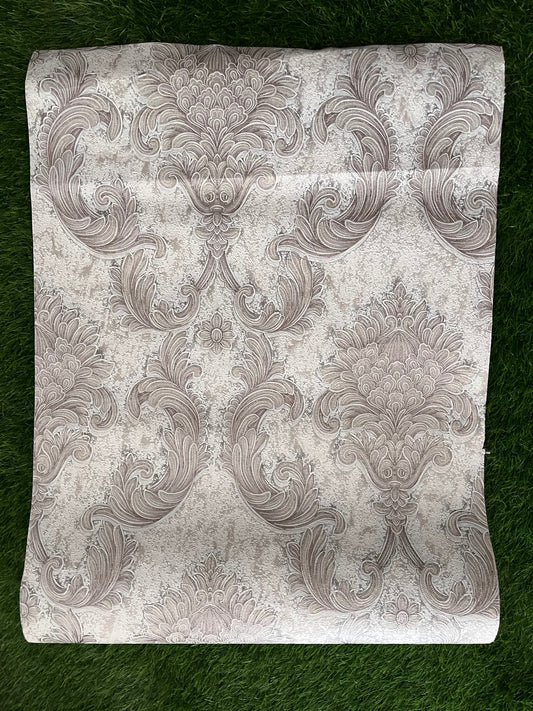 White & Gray Floral Pattern Design Not Self Adhesive 53 Cm X 1000 Cm for PVC Vinyl Coated for Wall Bedroom Living Room Latest Stylish for Home Decoration ( 57 Sqft Roll) (IN-21)