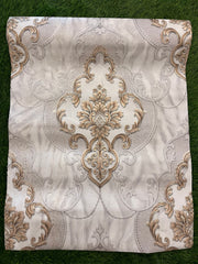 Golden FLoral  Pattern Design Not Self Adhesive 53 Cm X 1000 Cm for PVC Vinyl Coated for Wall Bedroom Living Room Latest Stylish for Home Decoration ( 57 Sqft Roll) (IN-22)