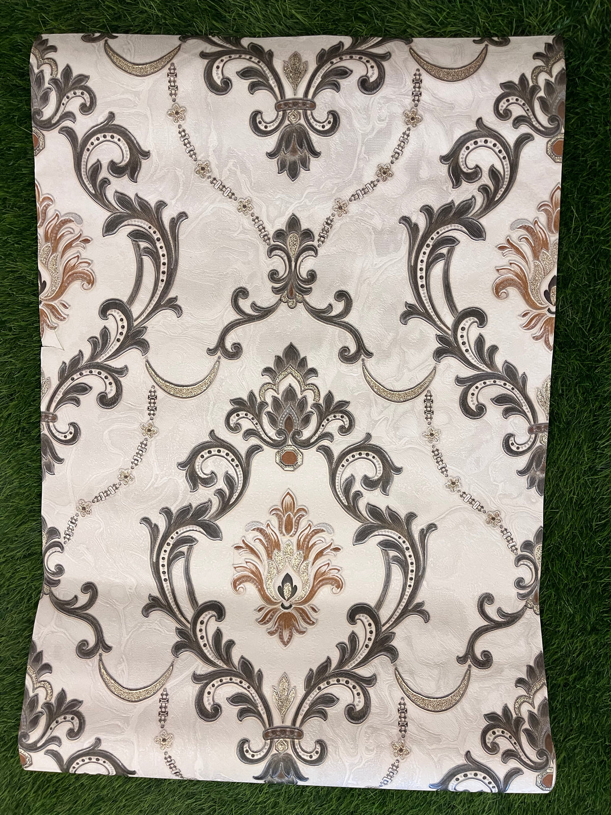 White Floral Design With Brown Pattern Design Not Self Adhesive 53 Cm X 1000 Cm for PVC Vinyl Coated for Wall Bedroom Living Room Latest Stylish for Home Decoration ( 57 Sqft Roll) (IN-23)