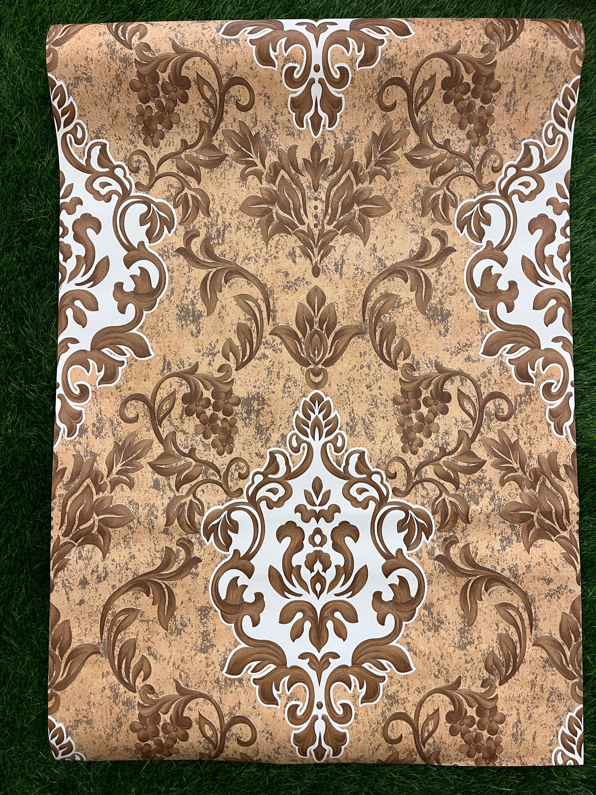 Brown & White Floral  Pattern Design Not Self Adhesive 53 Cm X 1000 Cm for PVC Vinyl Coated for Wall Bedroom Living Room Latest Stylish for Home Decoration ( 57 Sqft Roll) (IN-37)