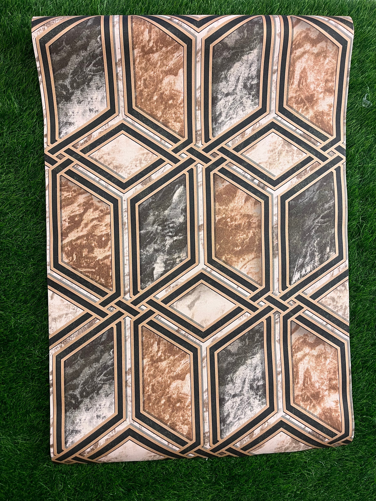 Gray & Brown 3D Design Not Self Adhesive 53 Cm X 1000 Cm for PVC Vinyl Coated for Wall Bedroom Living Room Latest Stylish for Home Decoration ( 57 Sqft Roll) (IN-43)