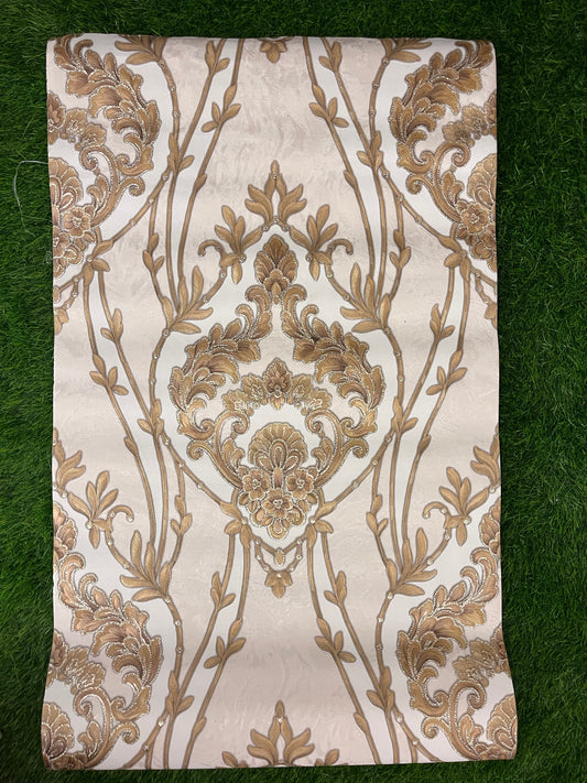 Brown & White Floral Pattern Design Not Self Adhesive 53 Cm X 1000 Cm for PVC Vinyl Coated for Wall Bedroom Living Room Latest Stylish for Home Decoration ( 57 Sqft Roll) (IN-47)