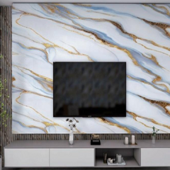 white UV Coated Real Marble Tile Designed wall Stickers, Self Adhesive And Washable Wall Stickers For Wall Decoration (60 CM x 60 CM) ( Set Of 05 )(MS-21)