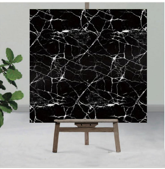 Black UV Coated Real Marble Tile Designed wall Stickers, Self Adhesive And Washable Wall Stickers For Wall Decoration (60 CM x 60 CM) ( Set Of 05 )(MS-24)