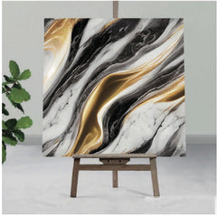 Black & Brown UV Coated Real Marble Tile Designed wall Stickers, Self Adhesive And Washable Wall Stickers For Wall Decoration (60 CM x 60 CM) ( Set Of 05)(MS-25)