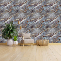 Galaxy Blue UV Coated Real Marble Tile Designed wall Stickers, Self Adhesive And Washable Wall Stickers For Wall Decoration (60 CM x 60 CM) ( Set Of 05 )(MS-28)