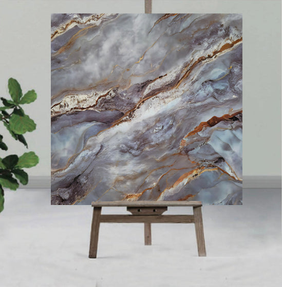 Galaxy Blue UV Coated Real Marble Tile Designed wall Stickers, Self Adhesive And Washable Wall Stickers For Wall Decoration (60 CM x 60 CM) ( Set Of 05 )(MS-28)