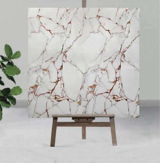 white UV Coated Real Marble Tile Designed with Gray and Marun Color wall Stickers, Self Adhesive And Washable Wall Stickers For Wall Decoration (60 CM x 60 CM) ( Set Of 05 )(MS-34)