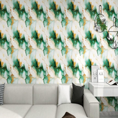 Whith and Green  Marble Finished  UV Coated Real Marble Tile Designed wall Stickers, Self Adhesive And Washable Wall Stickers For Wall Decoration (60 CM x 60 CM) ( Set Of 05 )(MS-42)