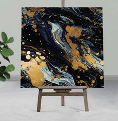 Black-Blue  UV Coated Real Marble Tile Designed wall Stickers, Self Adhesive And Washable Wall Stickers For Wall Decoration (60 CM x 60 CM) ( Set Of 05 )(MS-49)