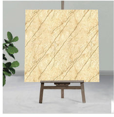 Light Brown UV Coated Real Marble Tile Designed wall Stickers, Self Adhesive And Washable Wall Stickers For Wall Decoration (60 CM x 60 CM) ( Set Of 05 )(MS-52)