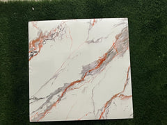 white And Red with Black designUV Coated Real Marble Tile Designed wall Stickers, Self Adhesive And Washable Wall Stickers For Wall Decoration (60 CM x 60 CM) ( Set Of 05 )(MS-54)