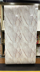 White with Brown & Gray Lines UV Coated Self Adhesive Real Marble finished  Wallpaper Roll For Hall, Bedroom, Hotel And Cafe Décor | Washable and Waterproof Marble Wallpaper Roll(4 Feet x 9.25 Feet) MS Roll-51