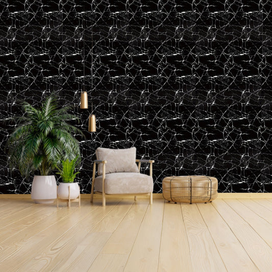 Black UV Coated Real Marble Tile Designed wall Stickers, Self Adhesive And Washable Wall Stickers For Wall Decoration (60 CM x 60 CM) ( Set Of 05 )(MS-24)