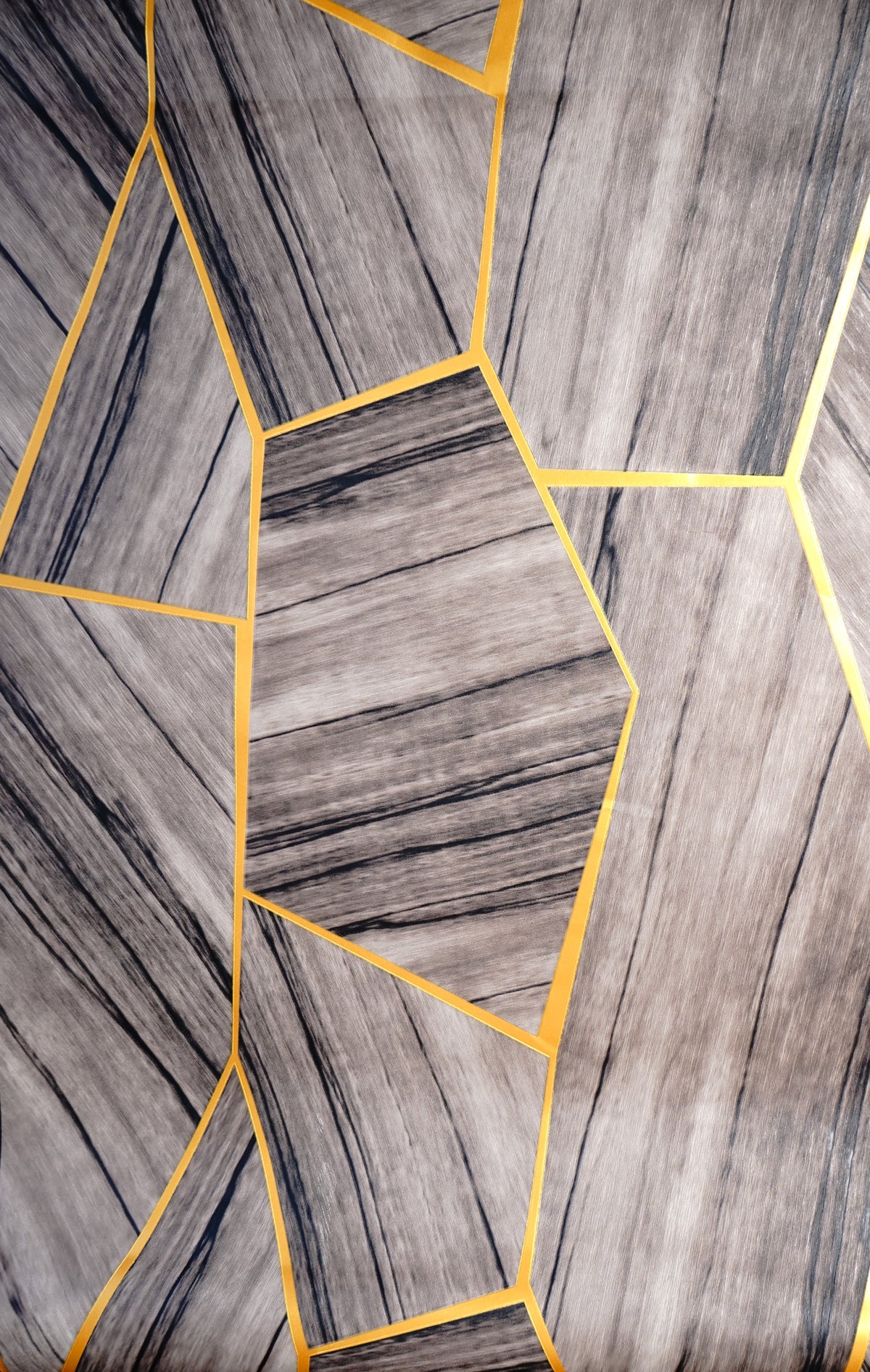 Dark Grey Wooden Design  with Golden Stripes Not Self Adhesive 53 Cm X 1000 Cm for PVC Vinyl Coated for Wall Bedroom Living Room Latest Stylish for Home Decoration (Dark Grey , Golden , 57 Sqft Roll) (NW-41)