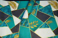 Turquoise Blue with Golden Leaves Design Wallpaper Damask Design Not Self Adhesive 53 Cm X 1000 Cm for PVC Vinyl Coated for  Wall Bedroom Living Room Latest Stylish for Home Decoration (Turquoise with Golden Leaves, 57 Sqft Roll) (NW-32)