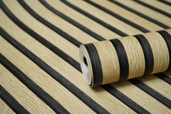 Light Wooden Pannel  with Black Lines on it   3D  Design Not Self Adhesive 53 Cm X 1000 Cm for PVC Vinyl Coated for Wall Bedroom Living Room Latest Stylish for Home Decoration (Light Cream ,Black ,  57 Sqft Roll) (NW-23)