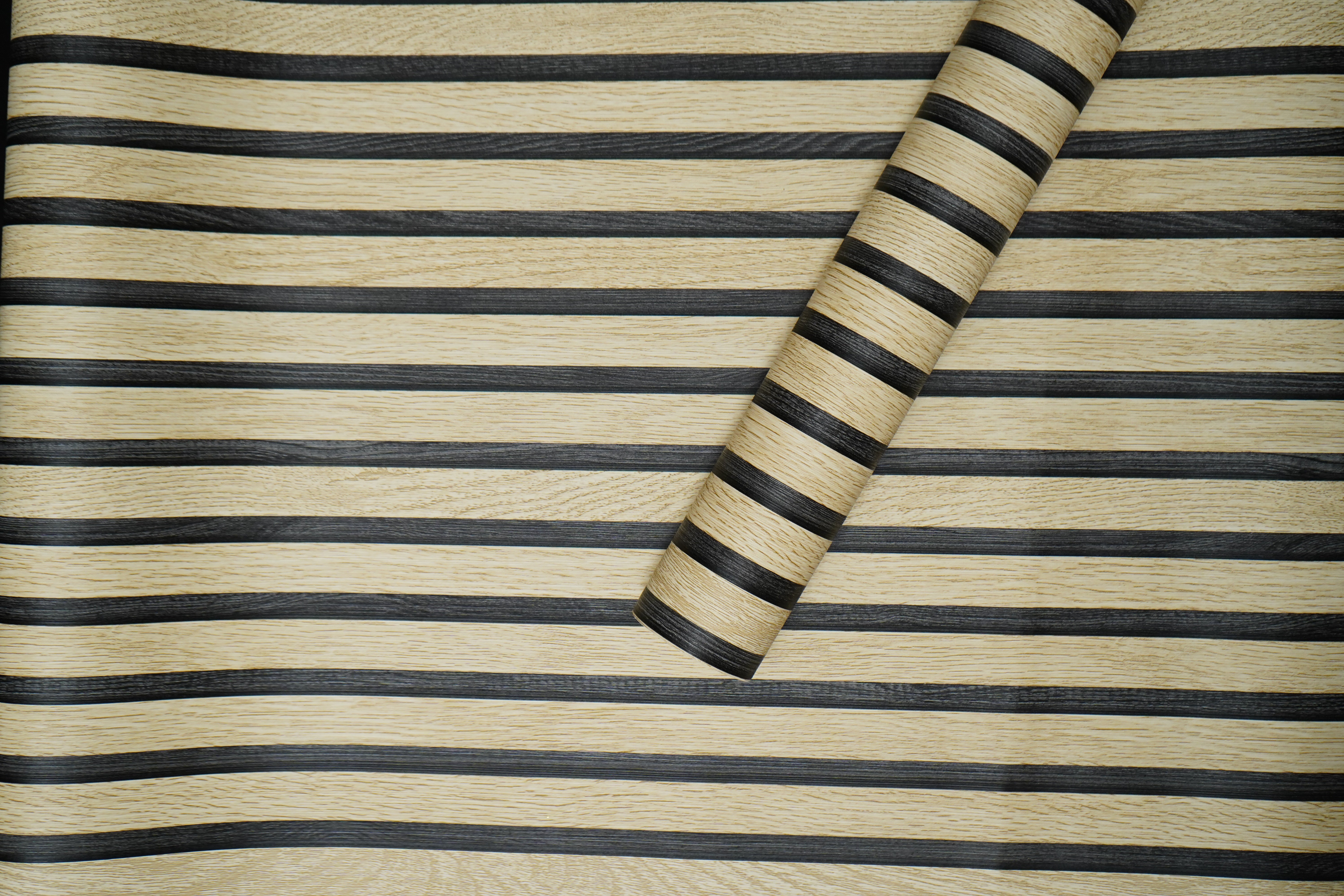 Light Wooden Pannel  with Black Lines on it   3D  Design Not Self Adhesive 53 Cm X 1000 Cm for PVC Vinyl Coated for Wall Bedroom Living Room Latest Stylish for Home Decoration (Light Cream ,Black ,  57 Sqft Roll) (NW-23)