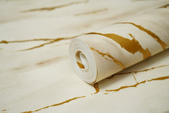 Off White Marble Finish  With  Golden  Abstract Design Wallpaper  Not Self Adhesive 53 Cm X 1000 Cm for PVC Vinyl Coated for  Bedroom Living Room Latest Stylish for Home Decoration (Off White , Golden  , 57 Sqft Roll) (NW-20)