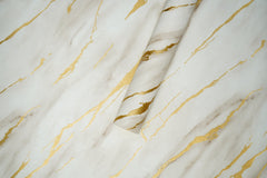 Off White Marble Finish  With  Golden  Abstract Design Wallpaper  Not Self Adhesive 53 Cm X 1000 Cm for PVC Vinyl Coated for  Bedroom Living Room Latest Stylish for Home Decoration (Off White , Golden  , 57 Sqft Roll) (NW-20)