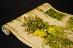 Wooden Pannel  with Plants Hanging Designe Wallpaper  Not Self Adhesive 53 Cm X 1000 Cm for PVC Vinyl Coated for Wall Bedroom Living Room Latest Stylish for Home Decoration (Grey & Green , 57 Sqft Roll) (NW-25)