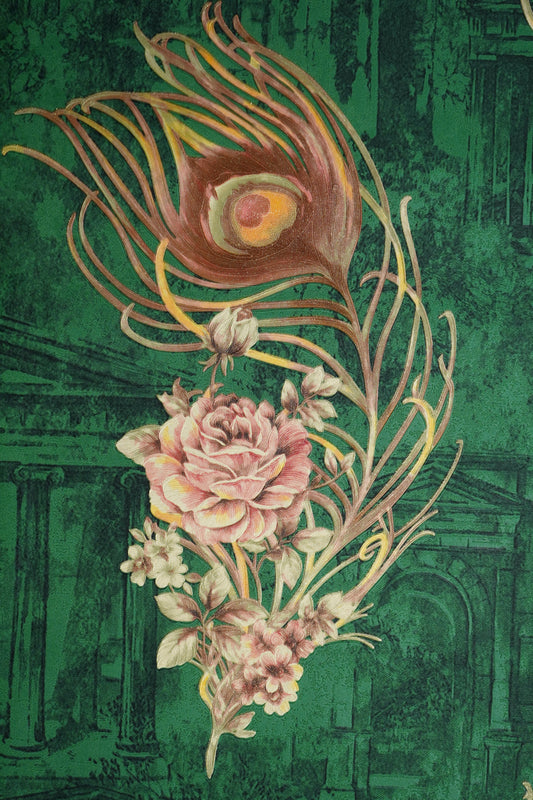 Light Turquoise with Multicolor Feather On It  Not Self Adhesive 53 Cm X 1000 Cm for PVC Vinyl Coated for  Wall Bedroom Living Room Latest Stylish for Home Decoration (Turquoise, 57 Sqft Roll) (NW-14)