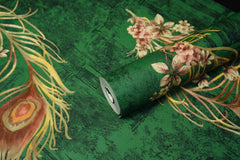 Light Turquoise with Multicolor Feather On It  Not Self Adhesive 53 Cm X 1000 Cm for PVC Vinyl Coated for  Wall Bedroom Living Room Latest Stylish for Home Decoration (Turquoise, 57 Sqft Roll) (NW-14)