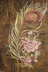 Dark Brown with Multicolor Feather  Design Not Self Adhesive 53 Cm X 1000 Cm for PVC Vinyl Coated for Wall Bedroom Living Room Latest Stylish for Home Decoration (Dark Brown & Multicolor, 57 Sqft Roll) (NW-30)