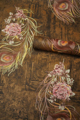 Dark Brown with Multicolor Feather  Design Not Self Adhesive 53 Cm X 1000 Cm for PVC Vinyl Coated for Wall Bedroom Living Room Latest Stylish for Home Decoration (Dark Brown & Multicolor, 57 Sqft Roll) (NW-30)