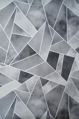 Grey Abstract Pattern  with Silver Lines on it  3D  Design Not Self Adhesive 53 Cm X 1000 Cm for PVC Vinyl Coated for Wall Bedroom Living Room Latest Stylish for Home Decoration (Grey & Green, 57 Sqft Roll) (NW-22)