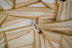 Light Wooden Abstract Design with Golden pattern Wallpapers 3D  Design Not Self Adhesive 53 Cm X 1000 Cm for PVC Vinyl Coated for Wall Bedroom Living Room Latest Stylish for Home Decoration (Light Brown & Golden  , 57 Sqft Roll) (NW-04)