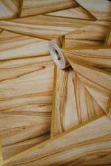 Light Wooden Abstract Design with Golden pattern Wallpapers 3D  Design Not Self Adhesive 53 Cm X 1000 Cm for PVC Vinyl Coated for Wall Bedroom Living Room Latest Stylish for Home Decoration (Light Brown & Golden  , 57 Sqft Roll) (NW-04)