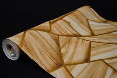 Light Wooden Abstract Design with Golden pattern Wallpapers 3D  Design Not Self Adhesive 53 Cm X 1000 Cm for PVC Vinyl Coated for Wall Bedroom Living Room Latest Stylish for Home Decoration (Light Brown & Golden  , 57 Sqft Roll) (NW-04)