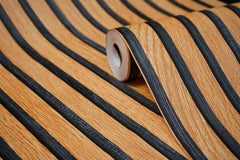 Brown  Pannelling   with Black Lines on it   3D  Design Not Self Adhesive 53 Cm X 1000 Cm for PVC Vinyl Coated for Wall Bedroom Living Room Latest Stylish for Home Decoration (Brown ,Black ,  57 Sqft Roll) (NW-24)