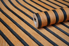 Brown  Pannelling   with Black Lines on it   3D  Design Not Self Adhesive 53 Cm X 1000 Cm for PVC Vinyl Coated for Wall Bedroom Living Room Latest Stylish for Home Decoration (Brown ,Black ,  57 Sqft Roll) (NW-24)