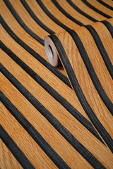 Brown  Pannelling   with Black Lines on it   3D  Design Not Self Adhesive 53 Cm X 1000 Cm for PVC Vinyl Coated for Wall Bedroom Living Room Latest Stylish for Home Decoration (Brown ,Black ,  57 Sqft Roll) (NW-24)