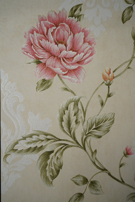 Floral Pattern  Wallpaper  Not Self Adhesive 53 Cm X 1000 Cm for PVC Vinyl Coated for  Wall Bedroom Living Room Latest Stylish for Home Decoration (Cream & Multicolor , 57 Sqft Roll) (NW-31)