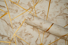 Marble Finish  with Golden Stripes  Design Not Self Adhesive 53 Cm X 1000 Cm for PVC Vinyl Coated for  Wall Bedroom Living Room Latest Stylish for Home Decoration (Off White , Golden , 57 Sqft Roll) (NW-33)