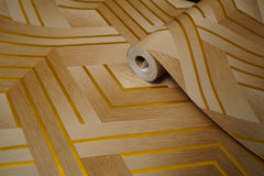 Light Brown  3D Pattern with Golden Lines on it  Not Self Adhesive 53 Cm X 1000 Cm for PVC Vinyl Coated for Wall Bedroom Living Room Latest Stylish for Home Decoration (Light Brown , Golden ,  57 Sqft Roll) (NW-21)