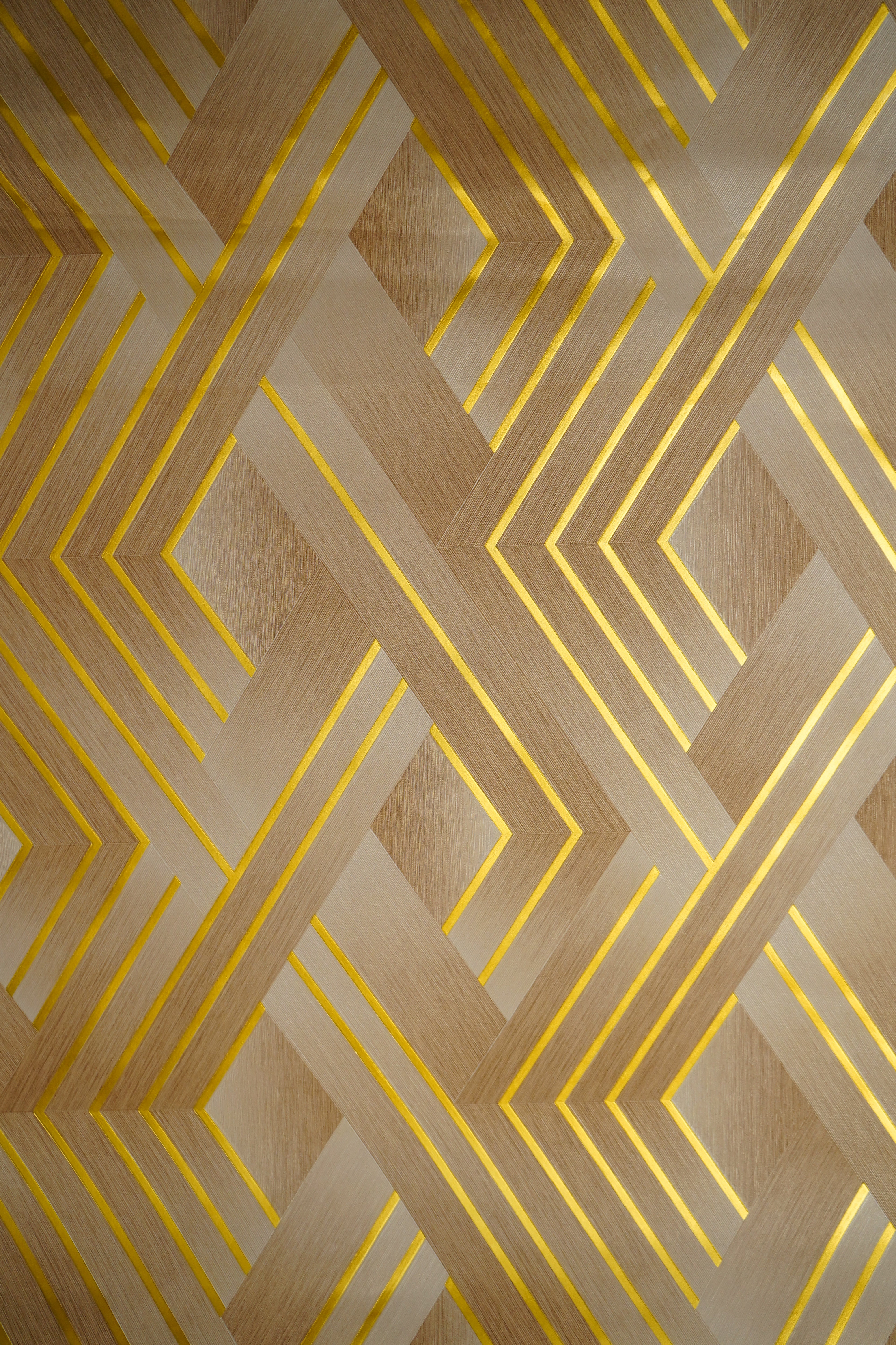 Light Brown  3D Pattern with Golden Lines on it  Not Self Adhesive 53 Cm X 1000 Cm for PVC Vinyl Coated for Wall Bedroom Living Room Latest Stylish for Home Decoration (Light Brown , Golden ,  57 Sqft Roll) (NW-21)