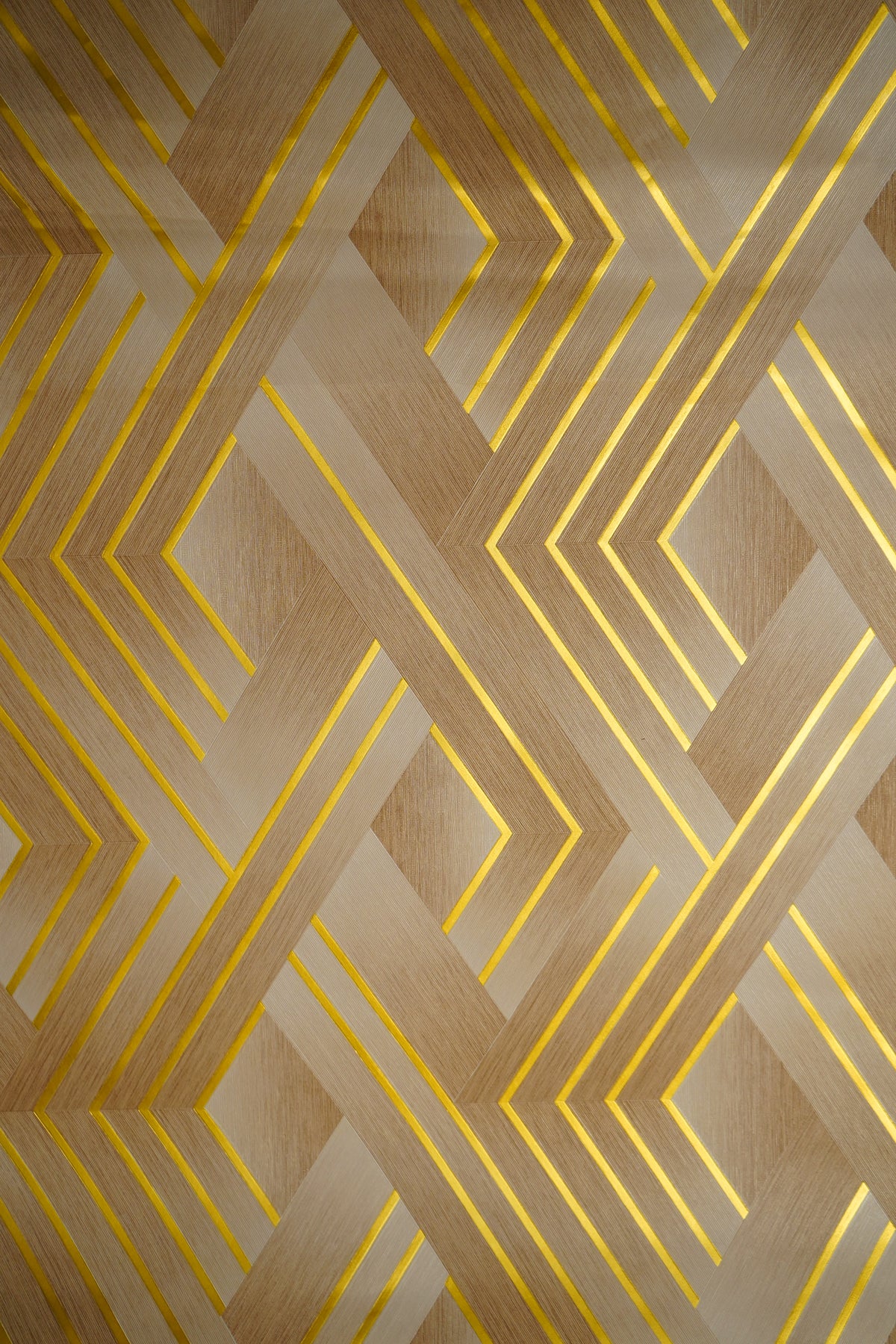 Light Brown  3D Pattern with Golden Lines on it  Not Self Adhesive 53 Cm X 1000 Cm for PVC Vinyl Coated for Wall Bedroom Living Room Latest Stylish for Home Decoration (Light Brown , Golden ,  57 Sqft Roll) (NW-21)