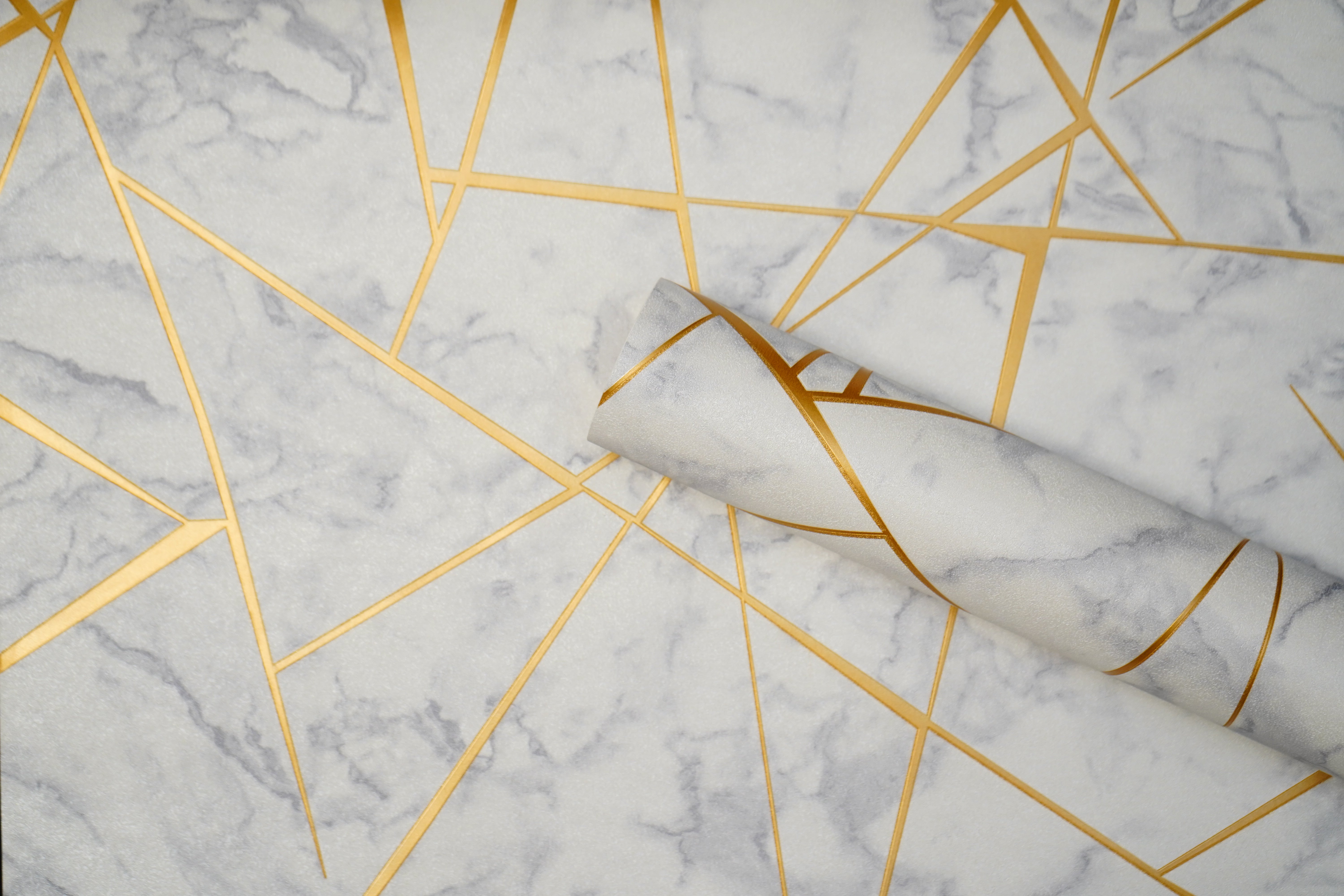 Off White Marble Design with Golden Stripes Not Self Adhesive 53 Cm X 1000 Cm for PVC Vinyl Coated for  Wall Bedroom Living Room Latest Stylish for Home Decoration (Off White , Golden , 57 Sqft Roll) (NW-42)