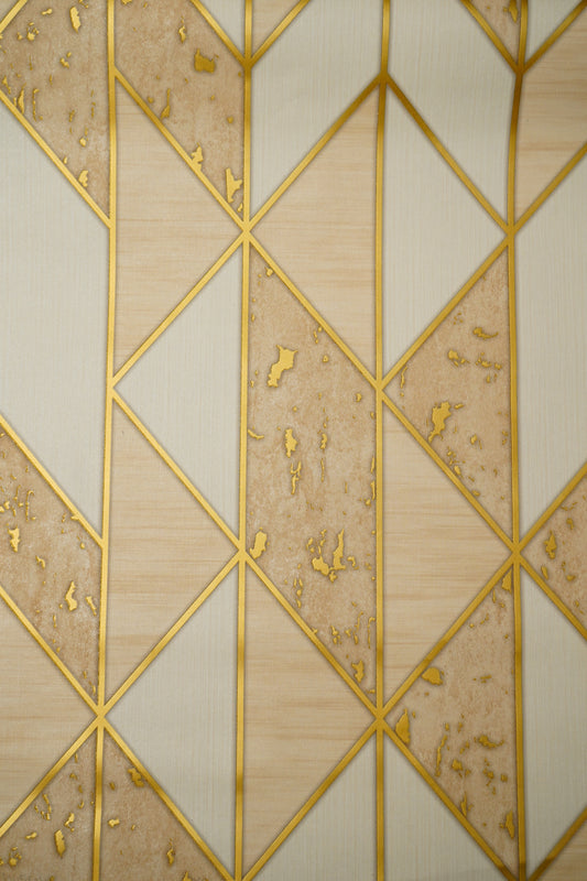 Light Brown Abstract  Design with Golden pattern Wallpapers  Design Not Self Adhesive 53 Cm X 1000 Cm for PVC Vinyl Coated for  Wall Bedroom Living Room Latest Stylish for Home Decoration (Light Brown & Golden  , 57 Sqft Roll) (NW-05)