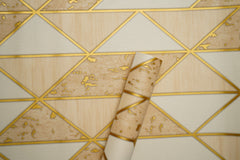 Light Brown Abstract  Design with Golden pattern Wallpapers  Design Not Self Adhesive 53 Cm X 1000 Cm for PVC Vinyl Coated for  Wall Bedroom Living Room Latest Stylish for Home Decoration (Light Brown & Golden  , 57 Sqft Roll) (NW-05)